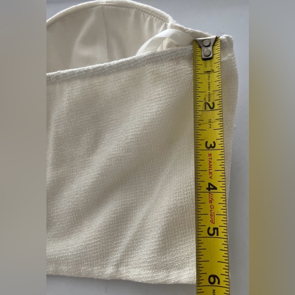 Bustier Tube Top White Pearl Embellished Front Cropped Sweetheart Bustline SZ M - Picture 8 of 9